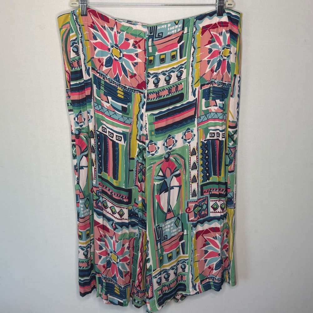Lafayette 148 New York XXL Abstract Geometric Cotton 2 Piece Top Coulotte Set - Picture 10 of 16